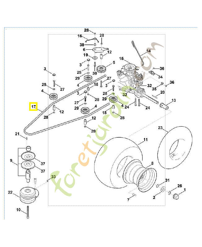 Courroie trapézoïdale 6165-704-2121. Pièce de rechange Sithl / Vicking