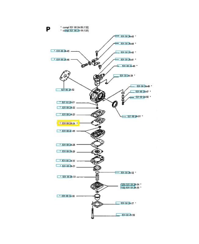 Membrane 531002424. Pièce de rechange Husqvarna
