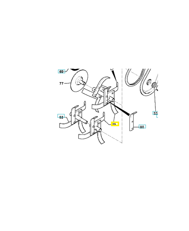 Fraise intérieure droite 531008213. Pièce de rechange Husqvarna
