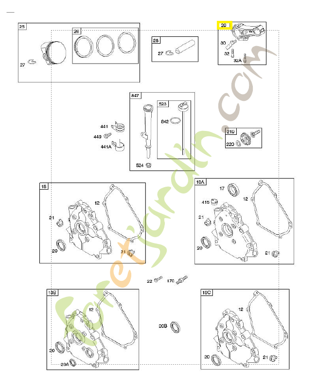 499424 bielle 0003-000-0364. Pièce détachée pour moteur thermique Briggs et Straton
