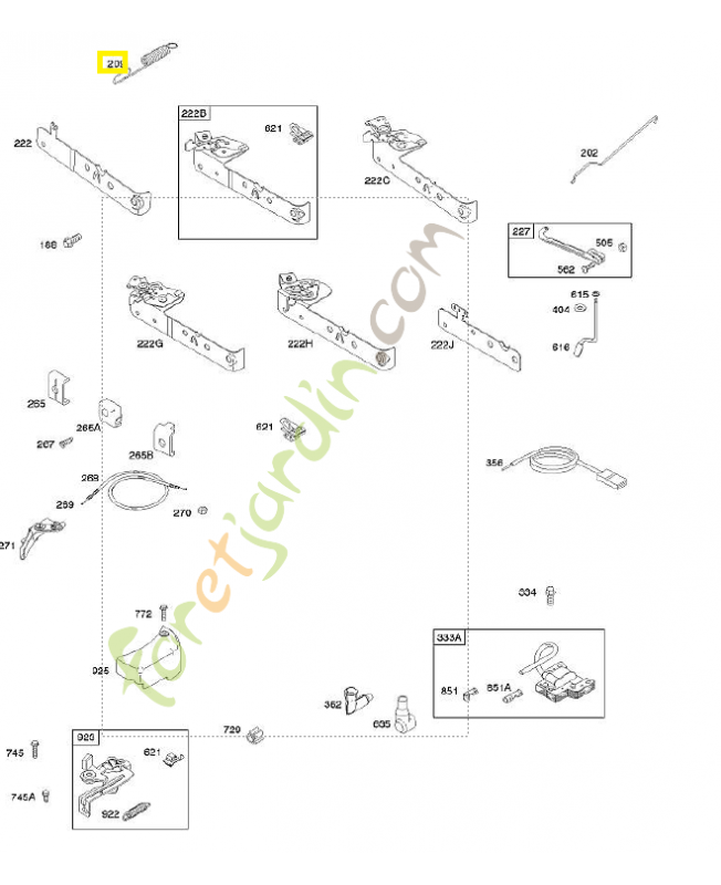 698726 Ressort régulateur 0003-000-1654. Pièce de rechange pour moteur thermique Briggs et Straton