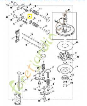 Support de ressort de soupape 0001-025-1700. Pièce de rechange Sithl / Vicking
