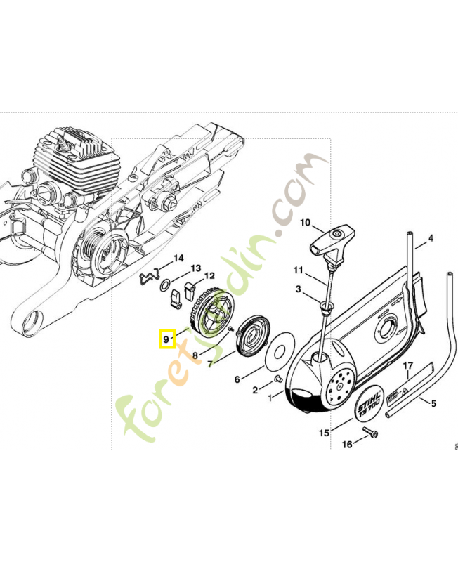 Poulie lanceur 4224-190-1001. Pièce de rechange Sithl / Vicking