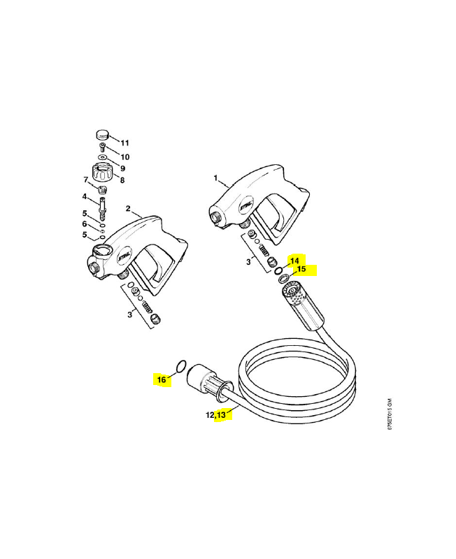 Flexible haute pression DN 8, 15 m stihl ref. 4925-500-0843 Remplace référence 49255000803