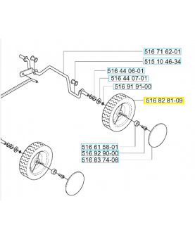 Roue 516828109. Pièce de rechange Husqvarna