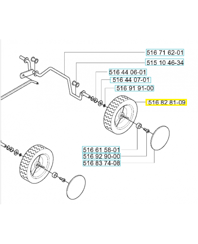 Roue 516828109. Pièce de rechange Husqvarna Roue 516828109. Pièce de rechange Husqvarna