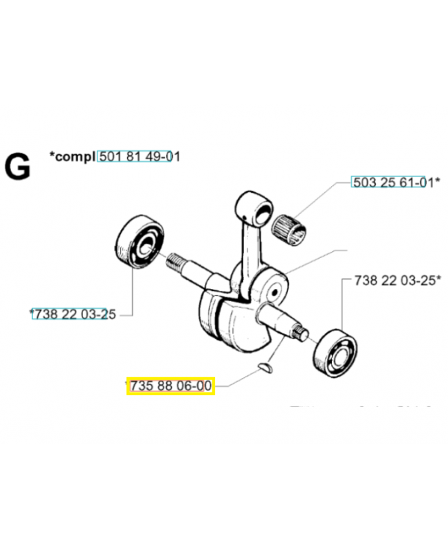 Clavette 735880600. Pièce de rechange Husqvarna