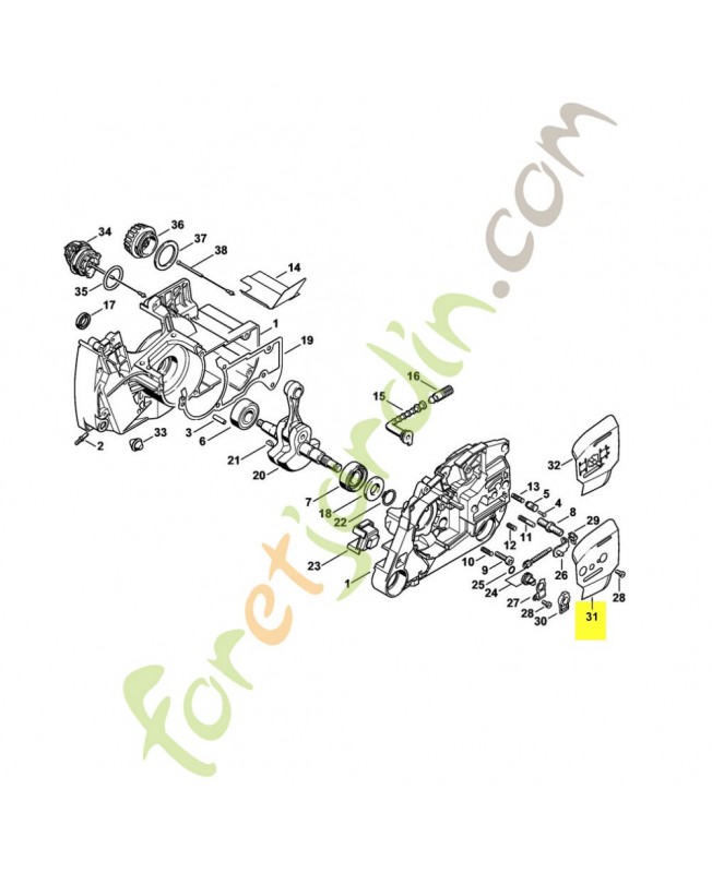 Tôle latérale intérieure 1128-664-1001. Pièce détachée Stihl 