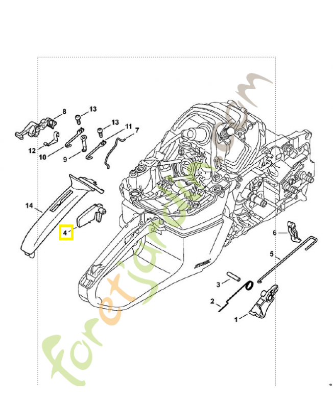Levier d’arrêt 1142-182-0800. Pièce détachée Stihl / Vicking
