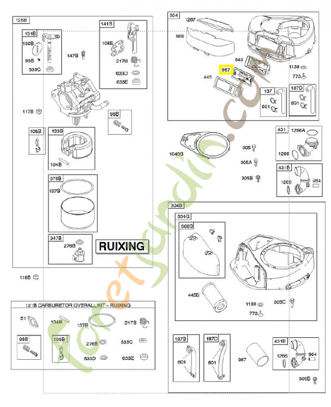 697015 Pré-filtre Briggs & Stratton 0003-000-1498. Pièce de rechange pour moteur thermique Briggs et Straton