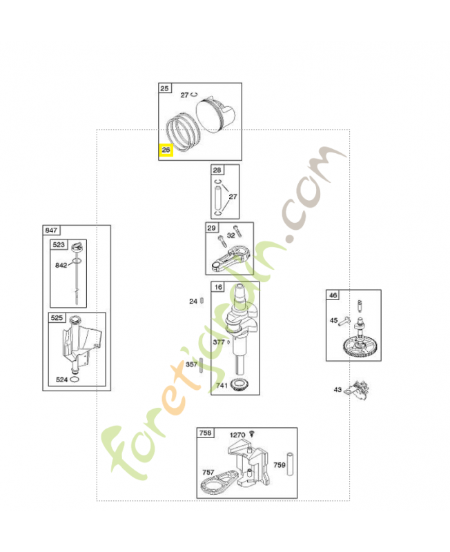 792306 Jeu de bagues 0003-000-1983. Pièce de rechange pour moteur thermique Briggs et Straton