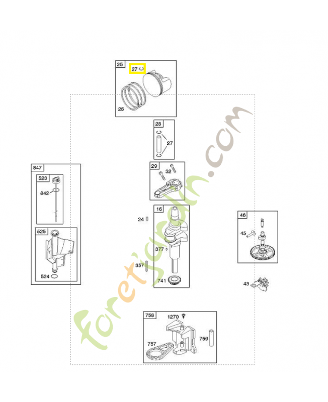698469 Arret axe de piston 0003-000-1635. Pièce de rechange pour moteur thermique Briggs et Straton