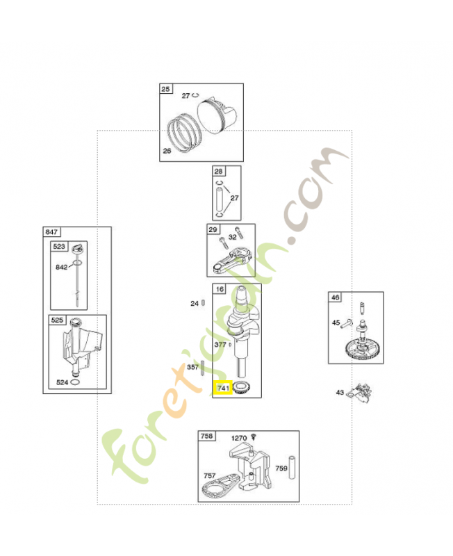 697128 Pignon de vilebrequin Briggs & Stratton 0003-000-1521