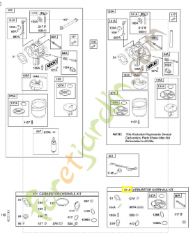 796184 Kit révision carburateur 0003-000-2290. Pièce de rechange pour moteur thermique Briggs et Straton