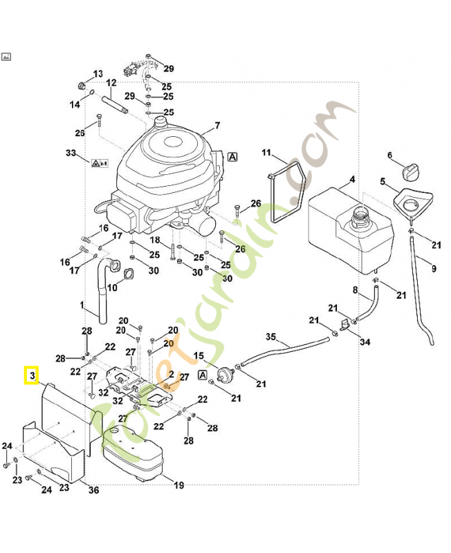 Tôle de protection 6160-145-3700. Pièce de rechange Sithl / Vicking