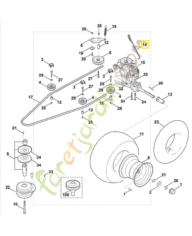 Levier 6165-643-0100. Pièce de rechange Sithl / Vicking