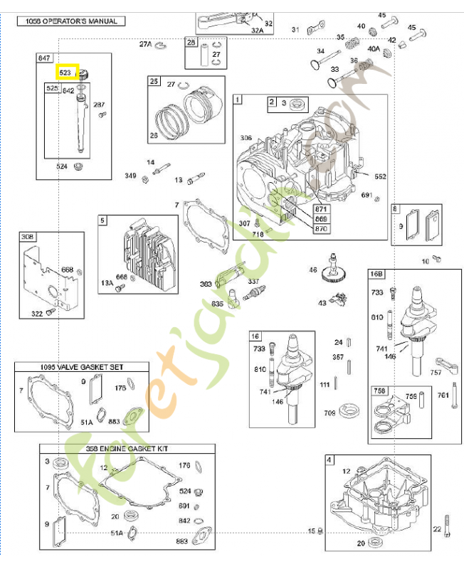 692013 Jauge 0003-000-1031. Pièce de rechange pour moteur thermique Briggs et Straton