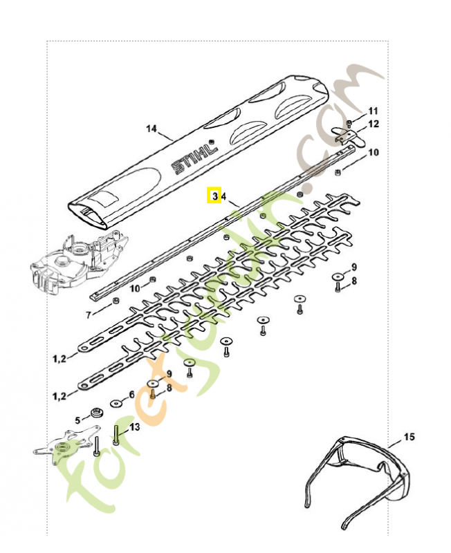 Glissière de guidage 500mm 4851-713-6705. Pièce détachée Stihl / Vicking