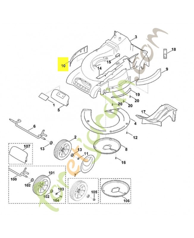 Bouclier droit 6340-706-7305. Pièce de rechange Sithl / Vicking