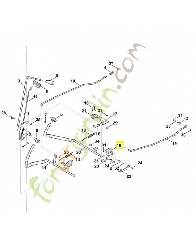 Levier 6165-764-3500. Pièce de rechange Sithl / Vicking