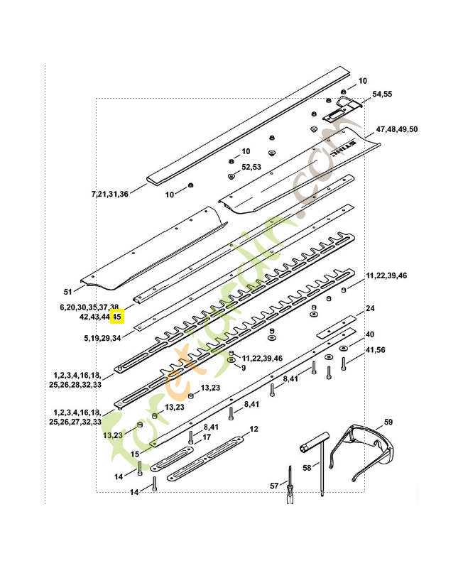 Glissière de guidage 750 mm 4237-740-6505. Pièce de rechange Sithl / Vicking