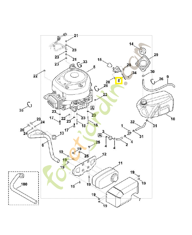 Câble de commande des gaz 6140-180-1100. Pièce de rechange Sithl / Vicking