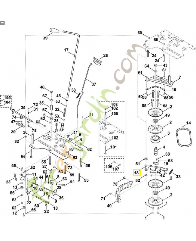 Levier de frein 6170-162-2500. Pièce de rechange Sithl / Vicking