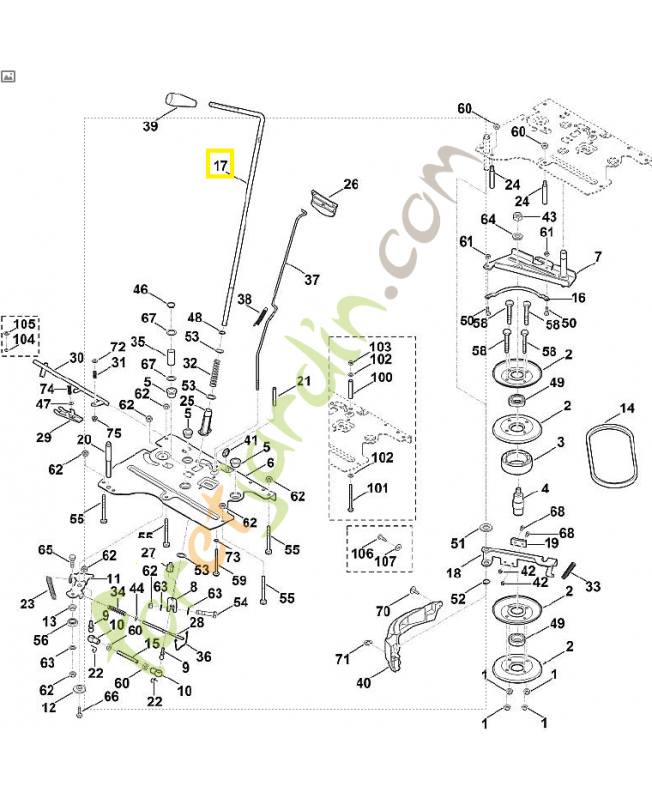 Levier de commande 6170-162-9600. Pièce de rechange Sithl / Vicking