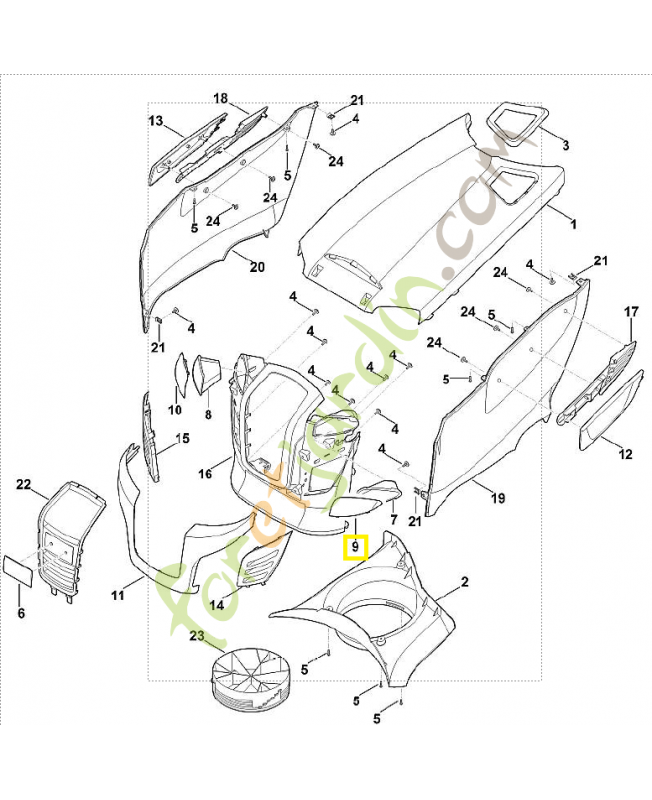 Verre projecteur gauche 6170-405-3210. Pièce de rechange Sithl / Vicking