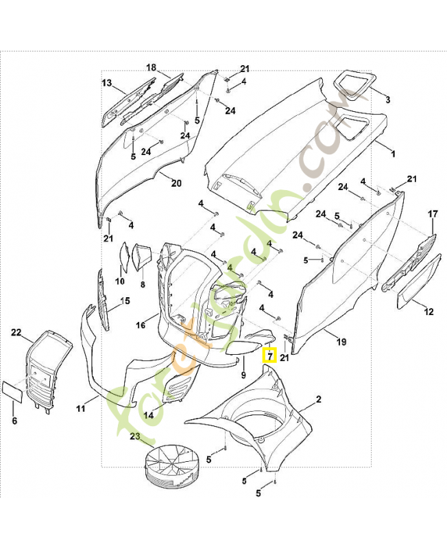 Réflecteur gauche 6170-403-1210. Pièce de rechange Sithl / Vicking
