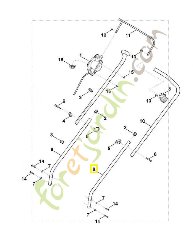 Partie inférieure du guidon 6311-763-4800. Pièce détachée Stihl / Vicking