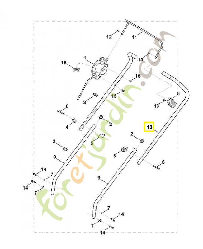 Partie supérieure du guidon 6311-763-5000. Pièce détachée Stihl / Vicking