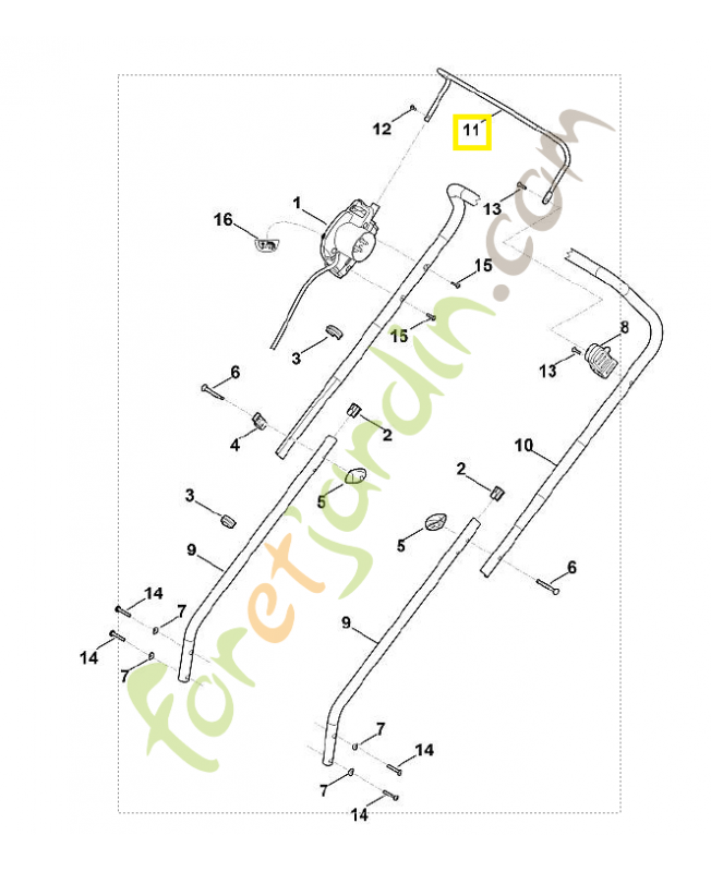 Levier de commande 6311-764-0200. Pièce détachée Stihl / Vicking