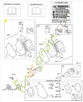 699510 Ensemble cylindre 0003-000-1723. Pièce de rechange pour moteur thermique Briggs et Straton
