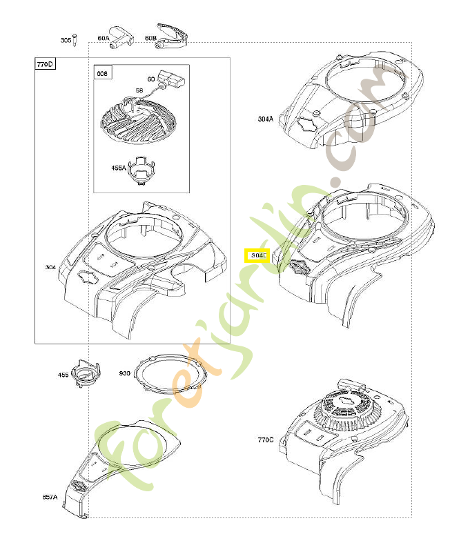 596457 carter 0003-000-3405. Pièce détachée pour moteur thermique Briggs et Straton