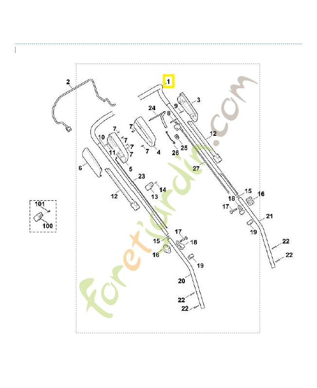 Partie supérieure du guidon 6356-780-3000. Pièce de rechange Sithl / Vicking Partie supérieure du guidon 6356-780-3000. Pièce de rechange Sithl / Vicking