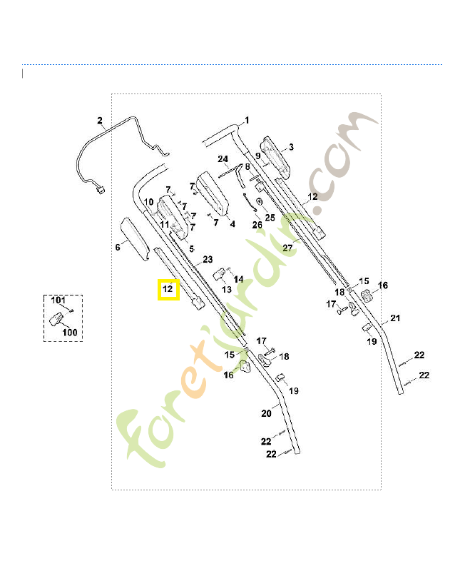 Glissière guidage gauche 6105-706-6611. Pièce de rechange Sithl / Vicking