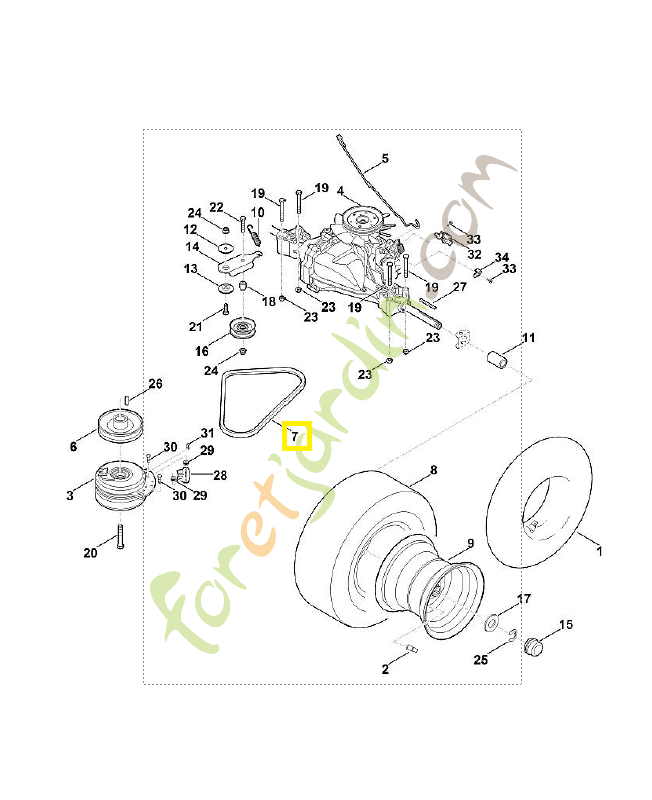 Courroie trapézoïdale 6140-704-2101. Pièce détachée Stihl / Vicking