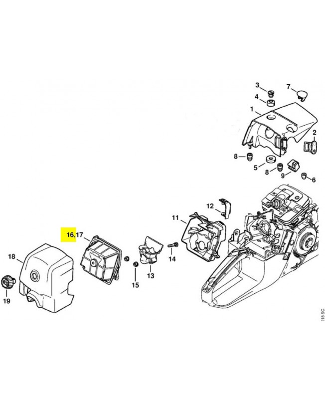 Filtre a air 1135-120-1601. Pièce détachée Stihl / Vicking Filtre a air 1135-120-1601. Pièce détachée Stihl / Vicking