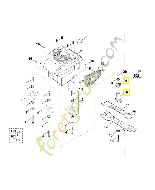 Kit de support de lame 6360-007-1080. Pièce détachée Stihl / Vicking