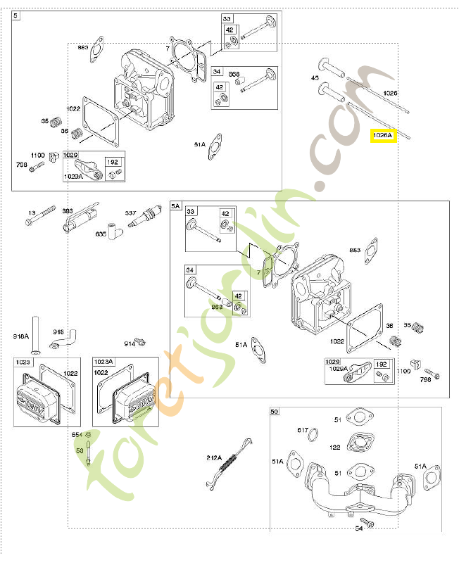 690982 Tige culbuteur 0003-000-0629. Pièce de rechange pour moteur thermique Briggs et Straton