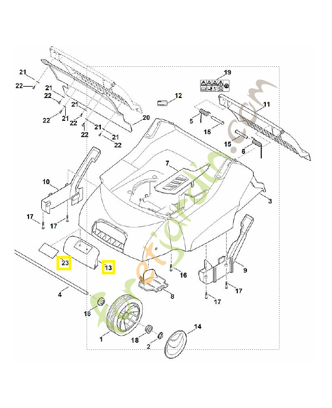 Recouvrement 0000-701-3601. Pièce détachée Stihl / Vicking