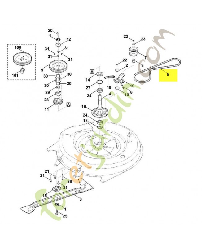 Courroie de coupe 6140-704-2110. Pièce de rechange Sithl 