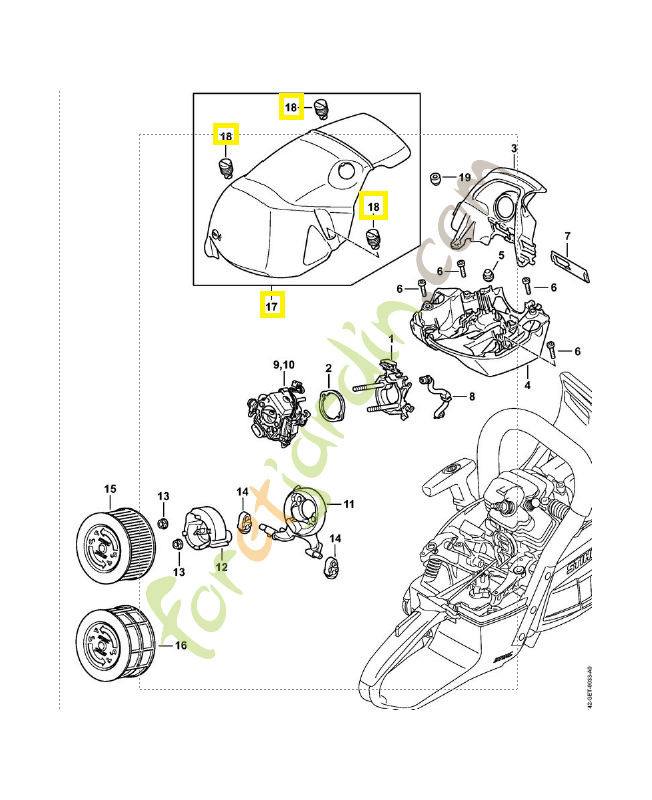 Capot 1142-080-1601. Pièce détachée Stihl / Vicking