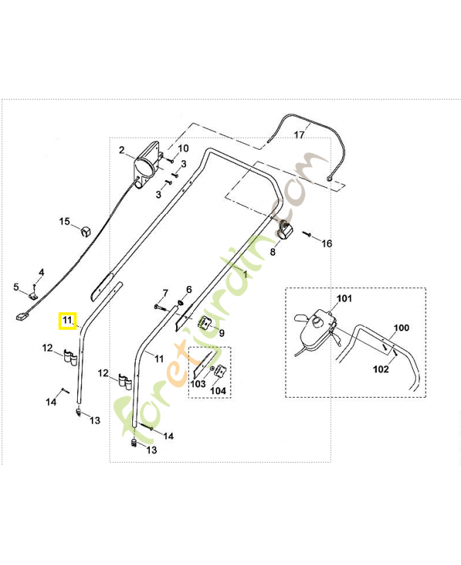 Guidon inférieur 6118-703-1205. Pièce de rechange Sithl / Vicking
