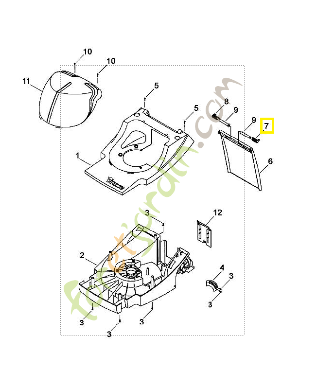 Ressort tension droit 6103-708-4501. Pièce de rechange Sithl / Vicking