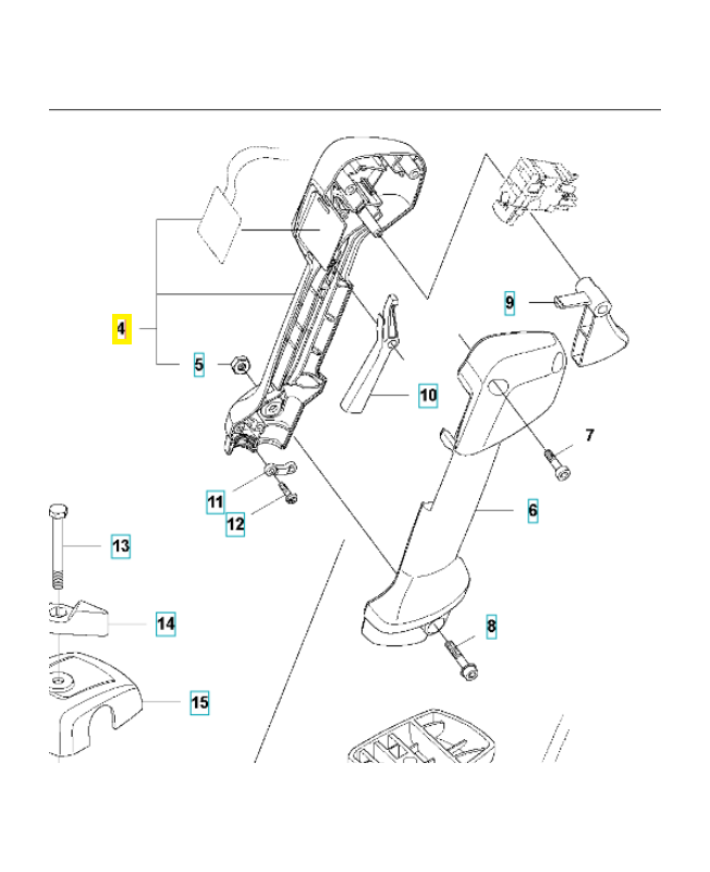 Demi-poignée 579323801. Pièce de rechange Husqvarna