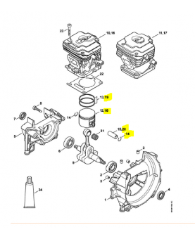 Piston complet stihl ref. 4147-030-2011