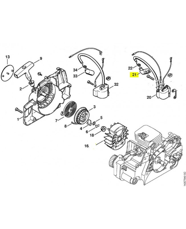 Contact cable allumage 1128-405-1000. Pièce détachée Stihl 