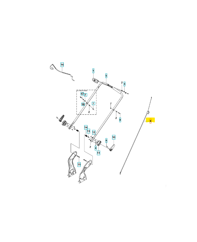 Cable frein moteur 522937401. Pièce de rechange Husqvarna